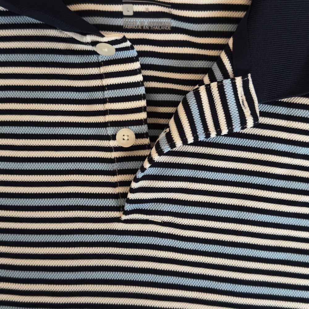 Nike Navy and White Striped Polo Shirt Dry Fit - Picture 5 of 7